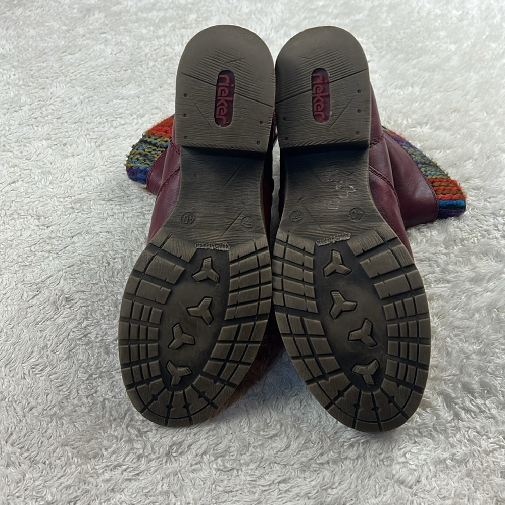 Rieker Amy 95891-35 burgandy sherpa fleece and yarn side zip boots, 40 or 8.5 - Picture 7 of 12